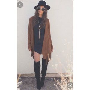 Atmosphere Suede Fringe Cardigan Size S